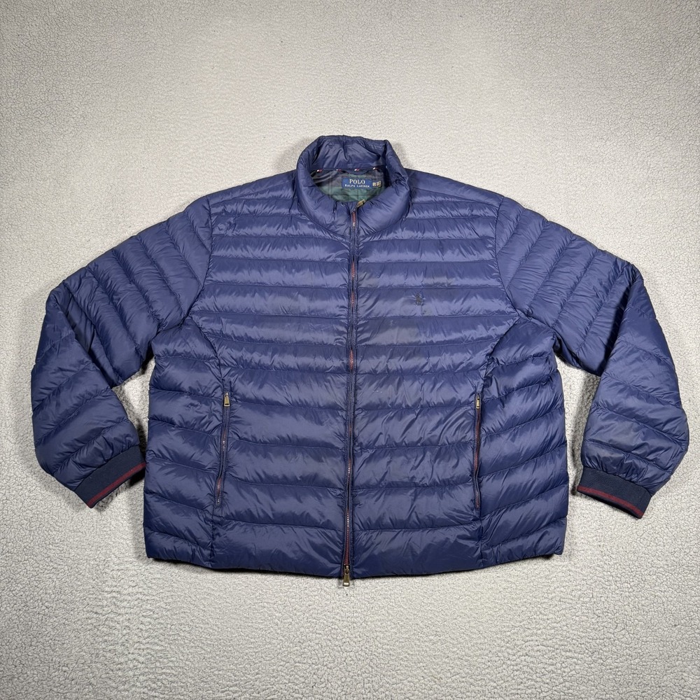Polo Ralph Lauren Jacket Mens 3XB Blue Duck Down Puffer Full Zip Casual Preppy
